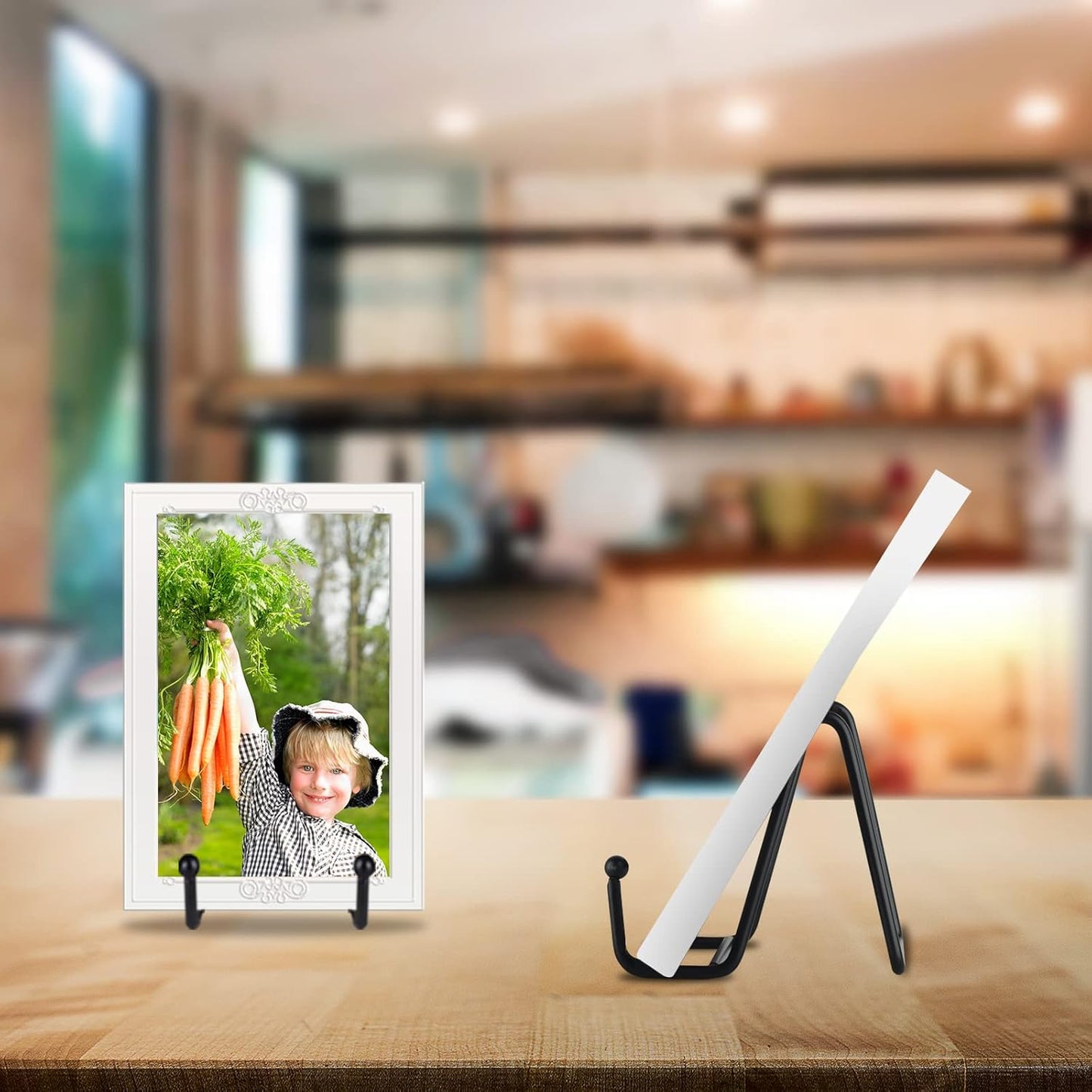 5 Pack 3 Inch Small Plate Holder Display Stands, Mini Metal Black Frame Stand for Picture, Book, Photo Easel, Creation, Collectibles