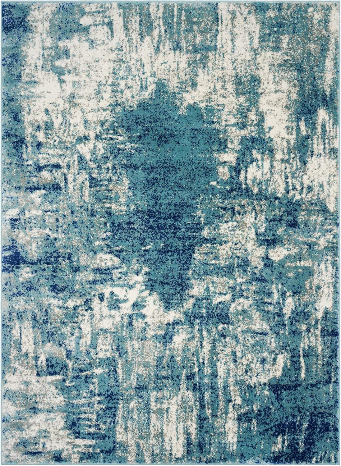 Modern Abstract Area Rug, Light Blue 6X9