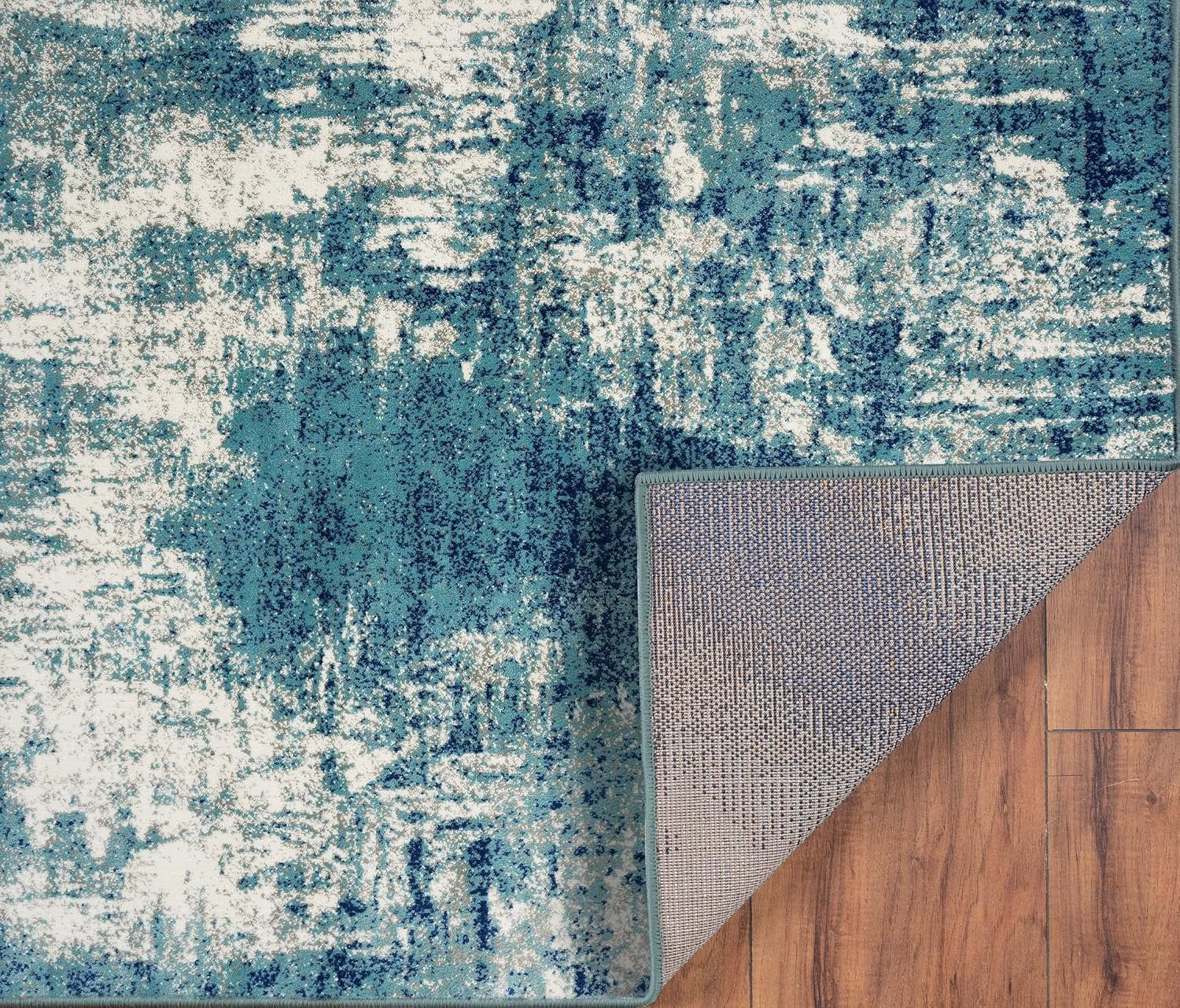 Modern Abstract Area Rug, Light Blue 6X9