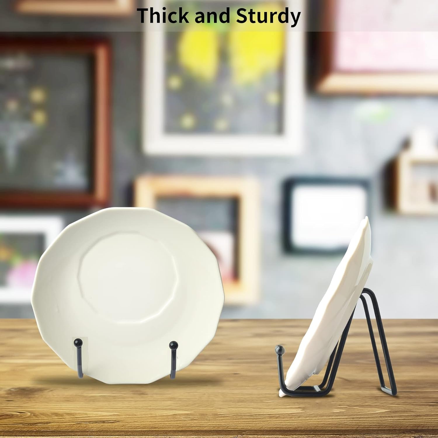 5 Pack 3 Inch Small Plate Holder Display Stands, Mini Metal Black Frame Stand for Picture, Book, Photo Easel, Creation, Collectibles